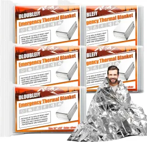 Emergency Thermal Blanket 5-Pack  Reusable Mylar Space Blanket for Camping, Car Survival Kit, Waterproof Outdoor Gear, Heavy-Duty Emergency Heat Retention