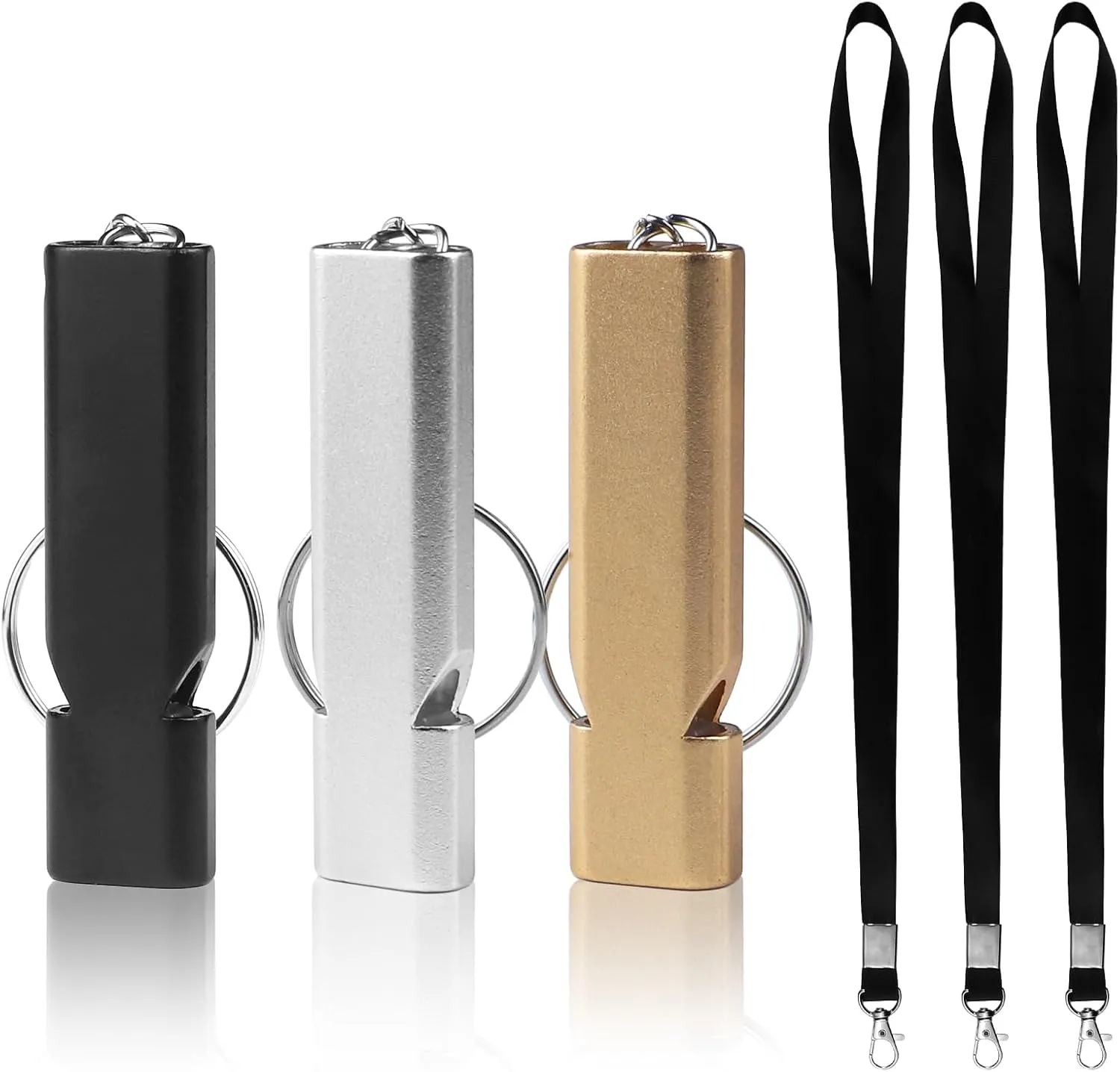 Emergency Whistle with Lanyard, Loud Survival Whistles with Keychain, Referee Whistle, Lifeguard Safety Whistle, for Outdoor Sports, Competitions and Adventures