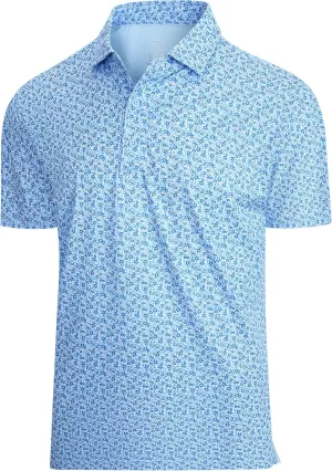 Esabel.C Mens Golf Shirts Print Moisture Wicking Short Sleeve Performance Dry Fit Stretch Active Polo Shirts for Men