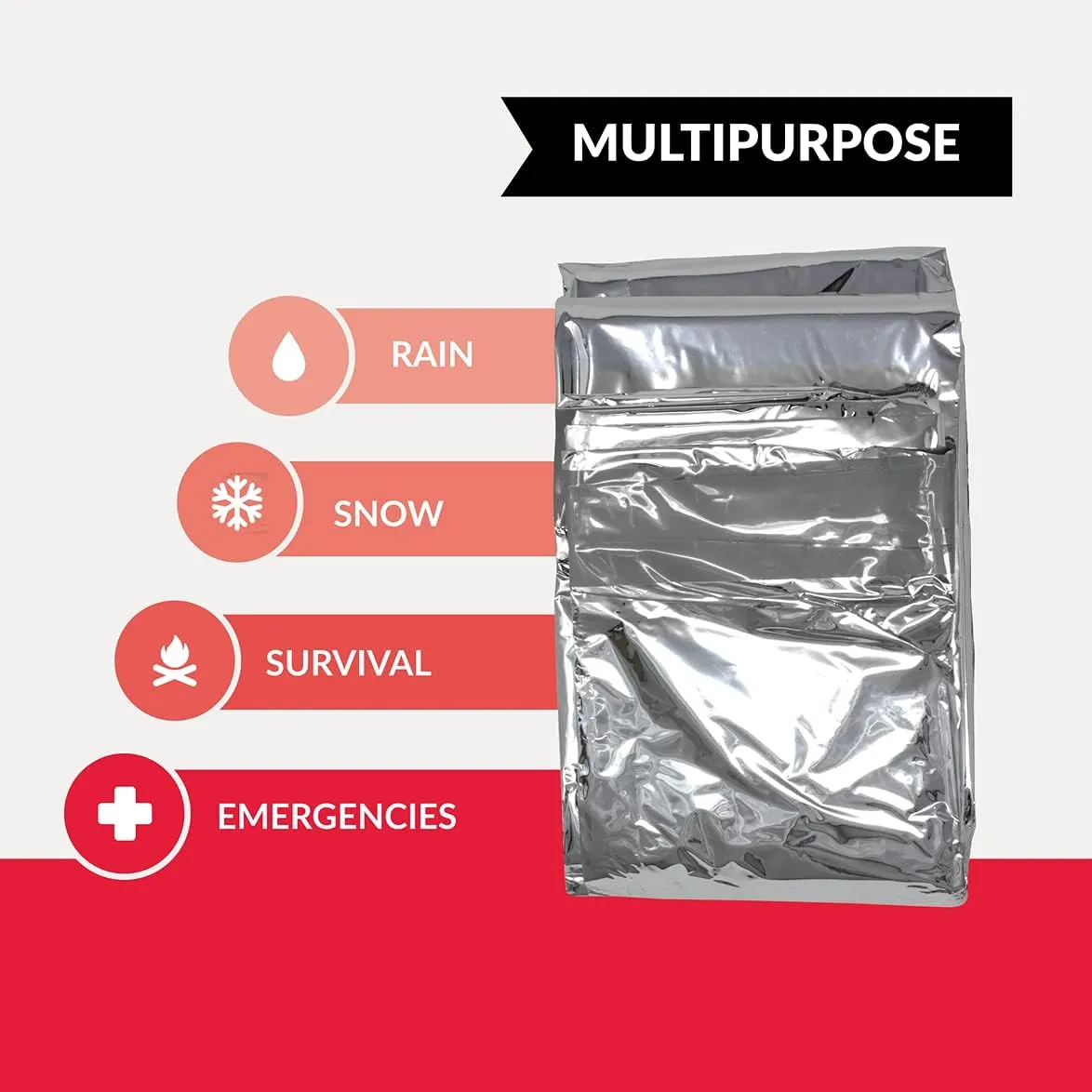 Ever Ready First Aid Mylar Rescue Blanket, Large Silver Thermal Sheet for Emergency and Survival, 54 x 84  20 Count