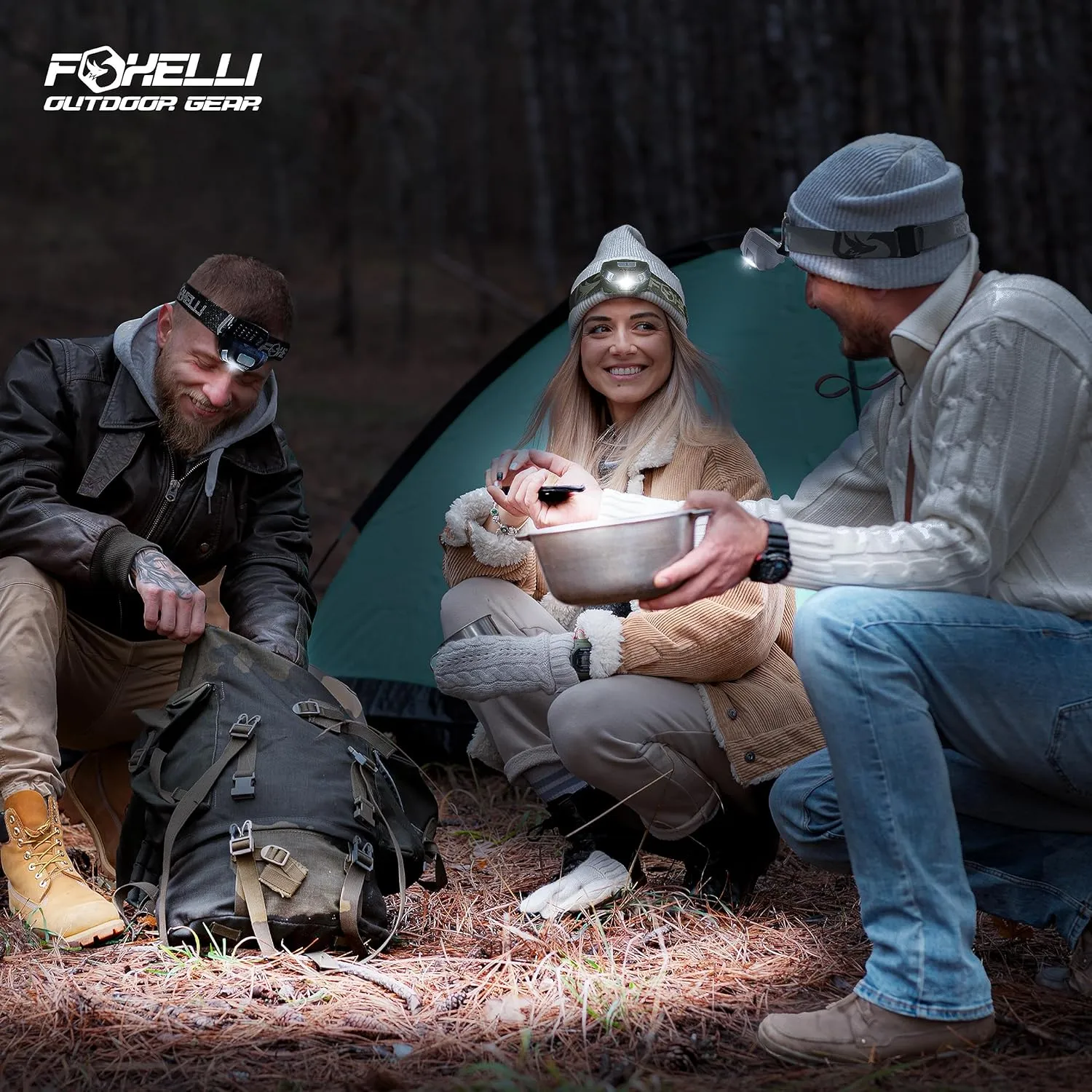 Foxelli Rechargeable LED Headlamp - Super Bright, Lightweight and Comfortable Head Light for Running, Camping, Hiking and Work, Suitable for Adults and Kids
