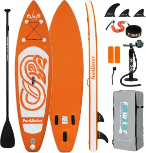 FunWater Inflatable Stand Up Paddle Board with Premium SUP Paddleboard Accessories, Wide Stable Anti-Slip EVA Deck, Paddle Boards for Adults & Youth of All Skill Levels