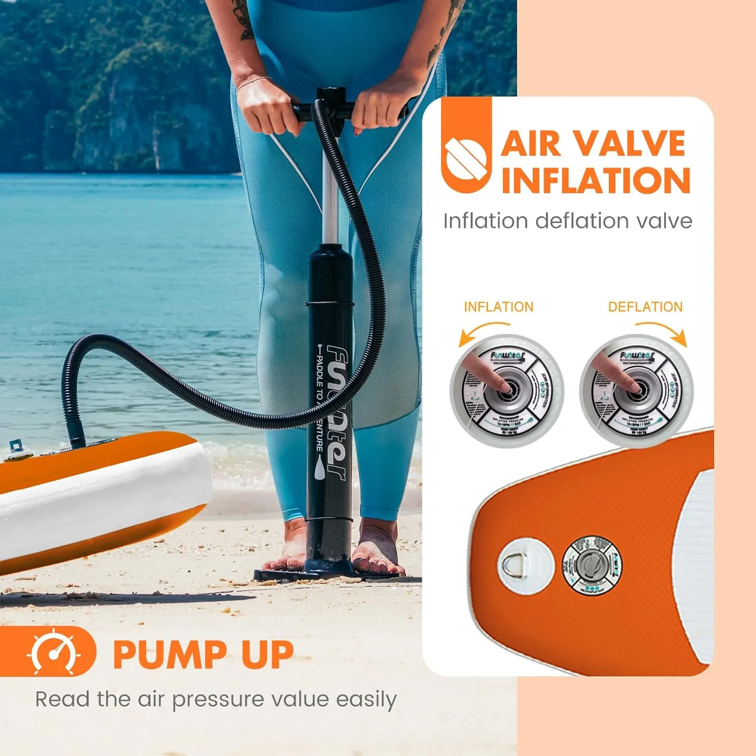 FunWater Inflatable Stand Up Paddle Board with Premium SUP Paddleboard Accessories, Wide Stable Anti-Slip EVA Deck, Paddle Boards for Adults & Youth of All Skill Levels