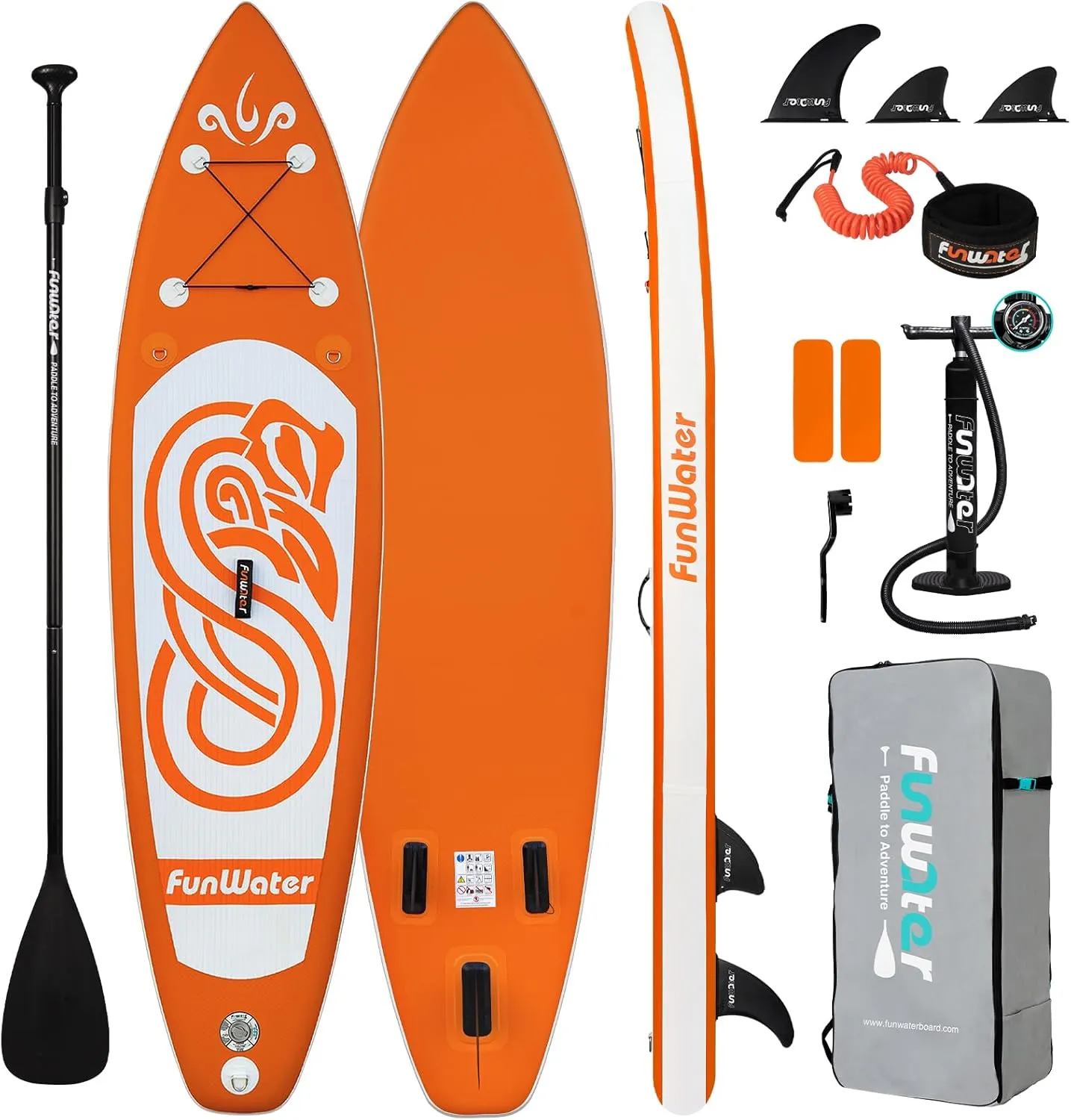 FunWater Inflatable Stand Up Paddle Board with Premium SUP Paddleboard Accessories, Wide Stable Anti-Slip EVA Deck, Paddle Boards for Adults & Youth of All Skill Levels
