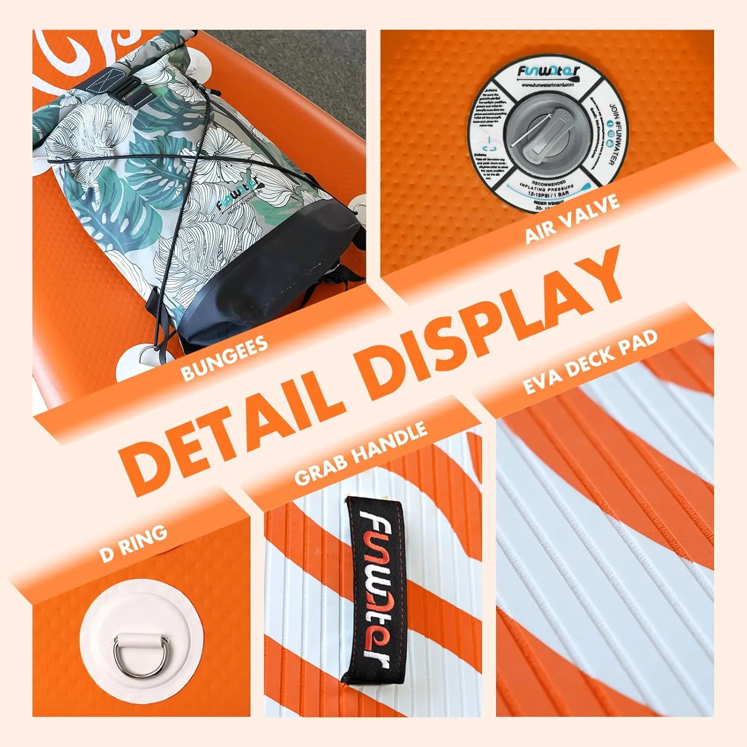 FunWater Inflatable Stand Up Paddle Board with Premium SUP Paddleboard Accessories, Wide Stable Anti-Slip EVA Deck, Paddle Boards for Adults & Youth of All Skill Levels