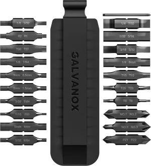 Galvanox 21PC Flat Bit-Kit Designed for Leatherman Multi-Tool Screwdrivers, [59-HRC] Industrial-Grade Hardened S2 Impact Steel, Set Includes Double-Sided Sheath Holder (Black)