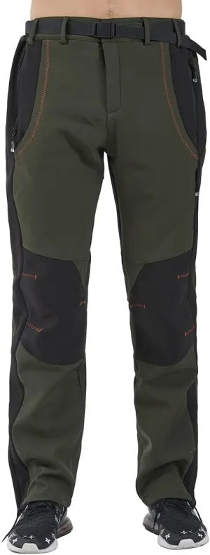 Gash Hao Men's Snow Ski Pants Waterproof Insulated Snowboard Pants Breathable Mesh Fleece Lined Zipper Bottom Ankle