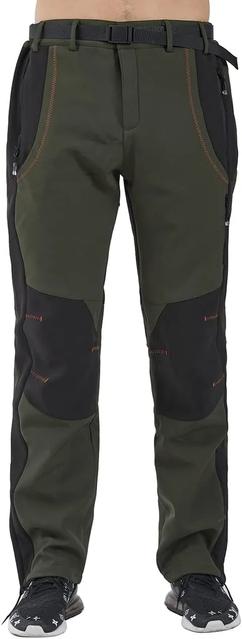 Gash Hao Men's Snow Ski Pants Waterproof Insulated Snowboard Pants Breathable Mesh Fleece Lined Zipper Bottom Ankle