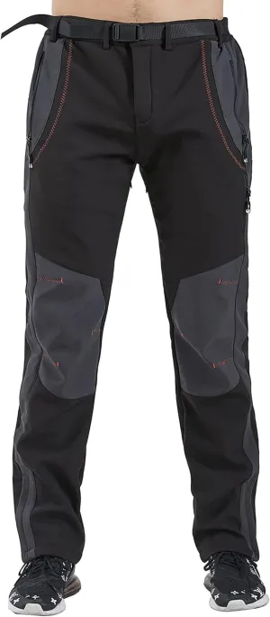 Gash Hao Men's Snow Ski Pants Waterproof Insulated Snowboard Pants Breathable Mesh Fleece Lined Zipper Bottom Ankle