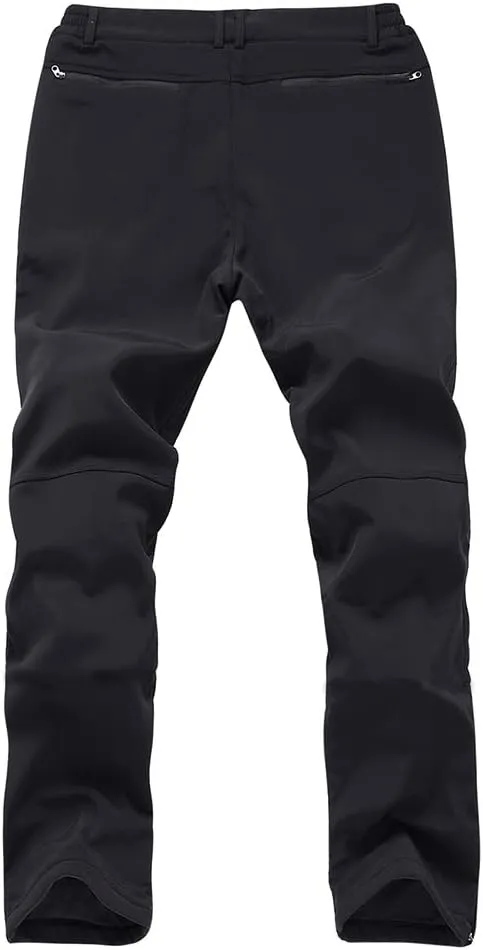Gash Hao Mens Snow Ski Waterproof Softshell Snowboard Pants Outdoor Hiking Fleece Lined Zipper Bottom Leg