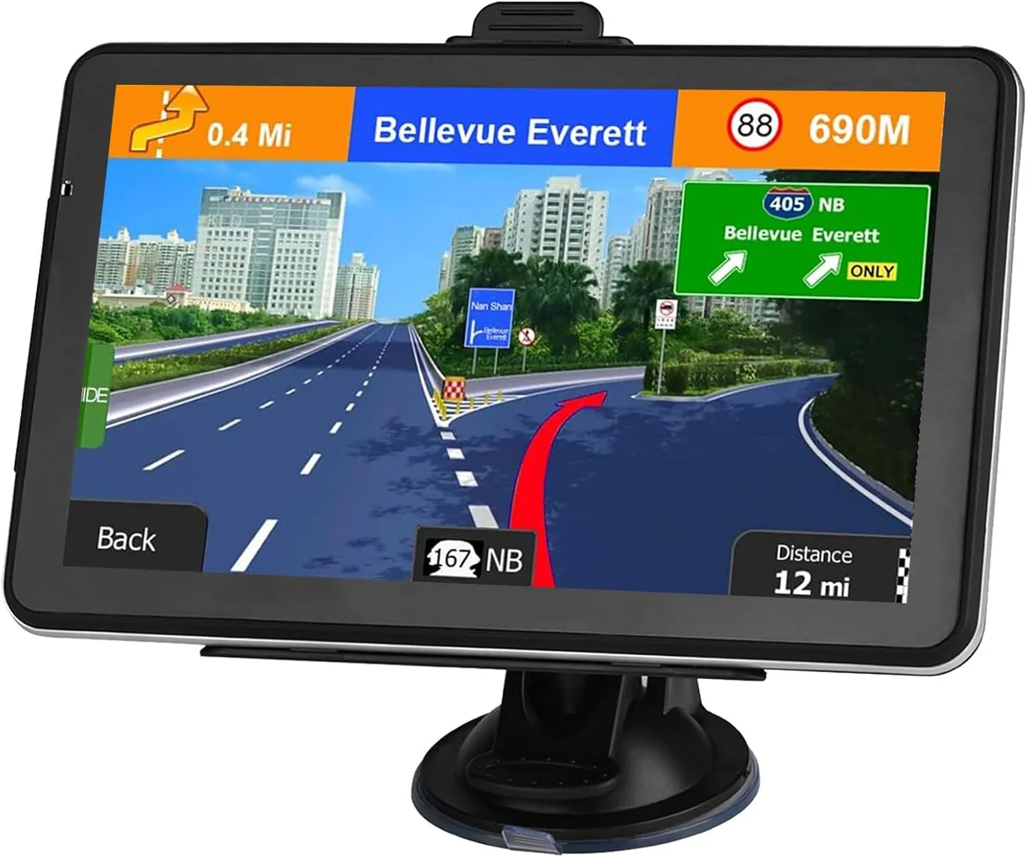 GPS Navigation for Car, Latest 2025 Map 7 inch Touch Screen Car GPS, Voice Turn Direction Guidance, Support Speed and Red Light Warning, Pre-Installed North America Lifetime map Free Update