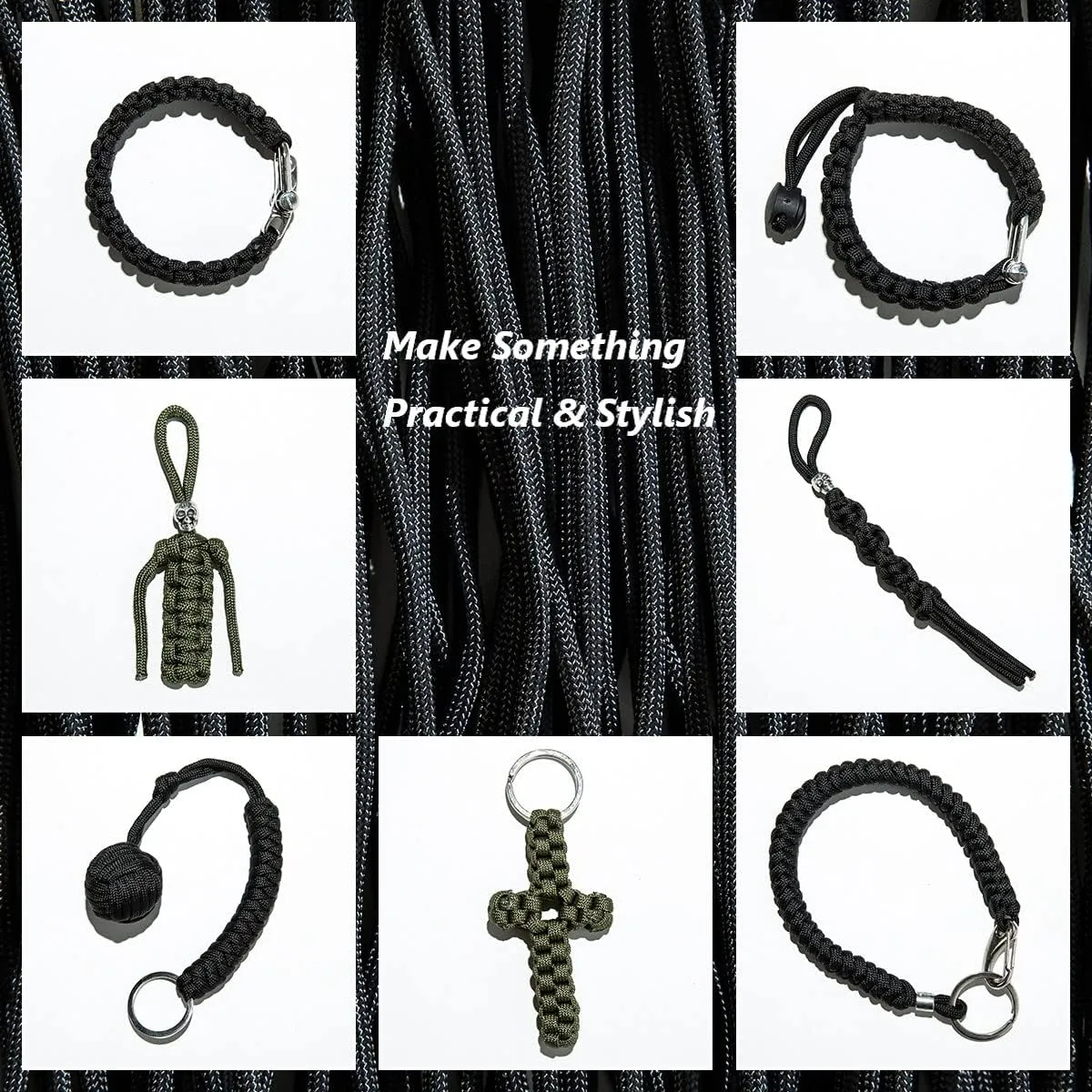 Green Paracord 550, Parachute Cord Mil-Spec 100FT, 100% Nylon Rope in Survival Gear and Equipment, Heavy Duty Rope for Bracelet, Leashes, Lanyards and Camping (Army Green, 100FT. Coiled in Bag)