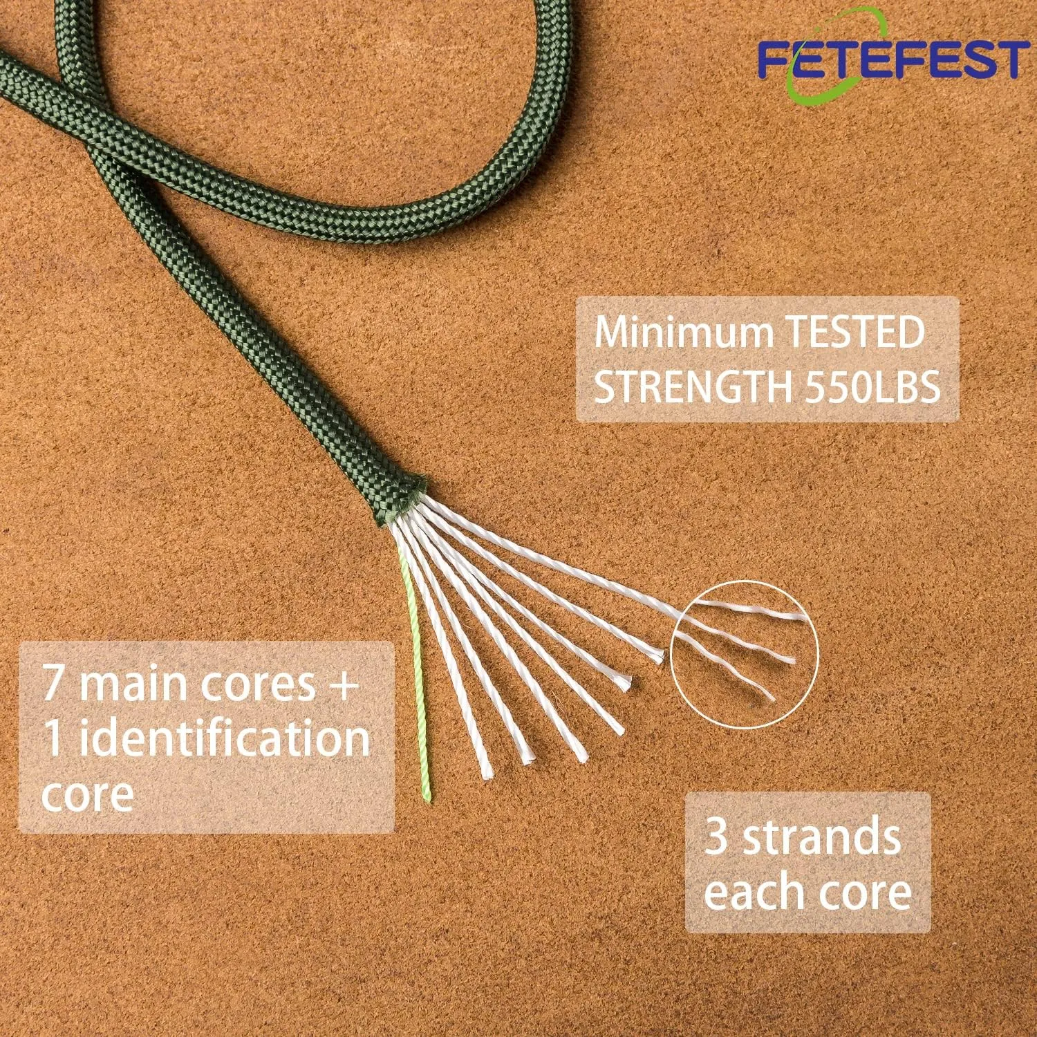 Green Paracord 550, Parachute Cord Mil-Spec 100FT, 100% Nylon Rope in Survival Gear and Equipment, Heavy Duty Rope for Bracelet, Leashes, Lanyards and Camping (Army Green, 100FT. Coiled in Bag)
