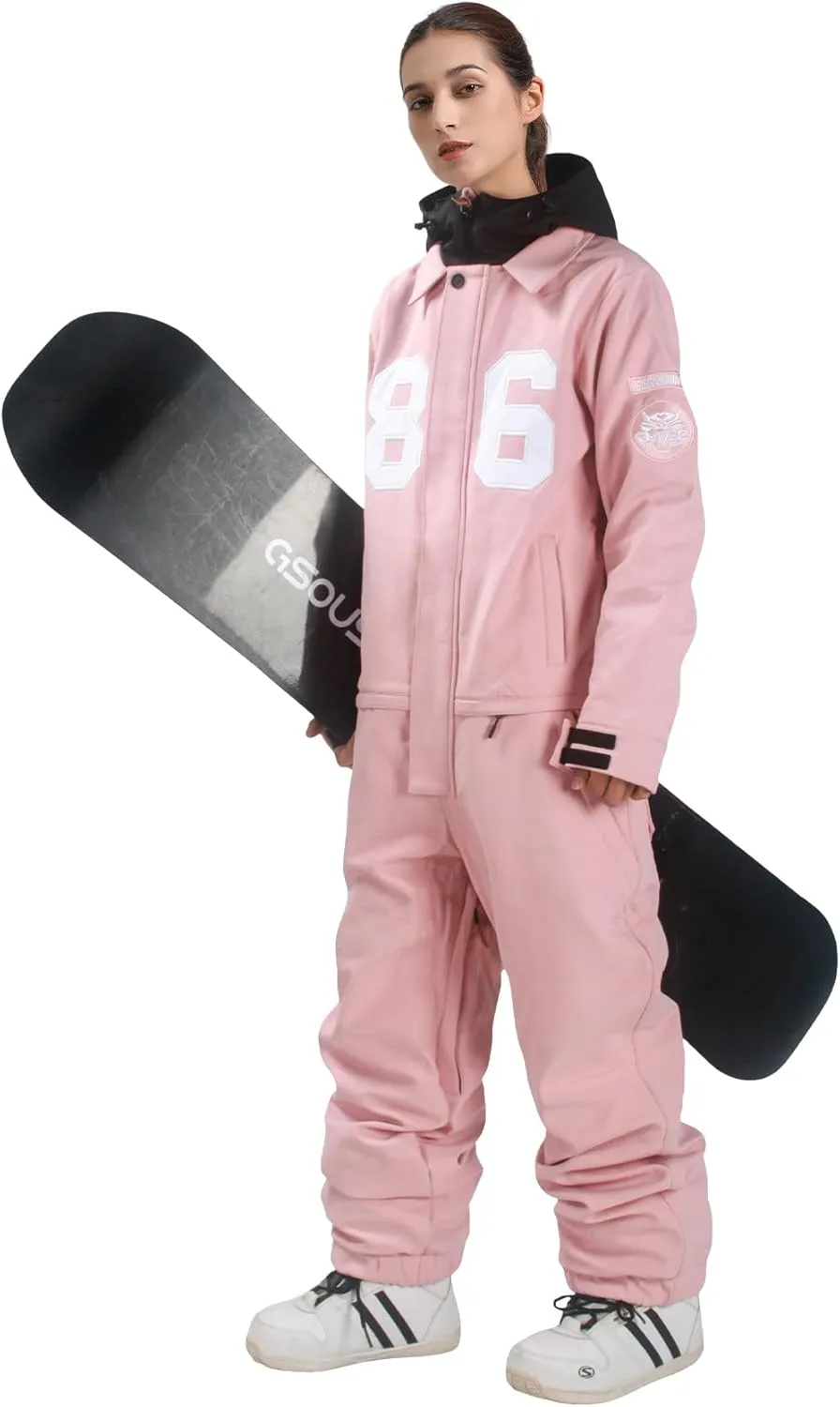 GSOU SNOW Ski Suits Women Men One Piece Snow Suits Waterproof Windproof Men Snowsuit Insulated Ski Jumpsuit for Snow Sports