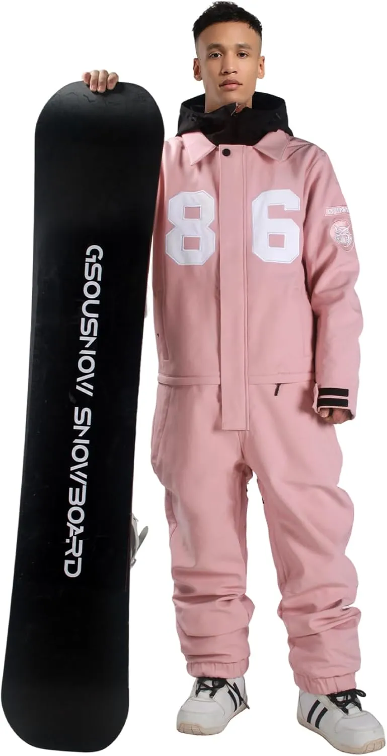 GSOU SNOW Ski Suits Women Men One Piece Snow Suits Waterproof Windproof Men Snowsuit Insulated Ski Jumpsuit for Snow Sports