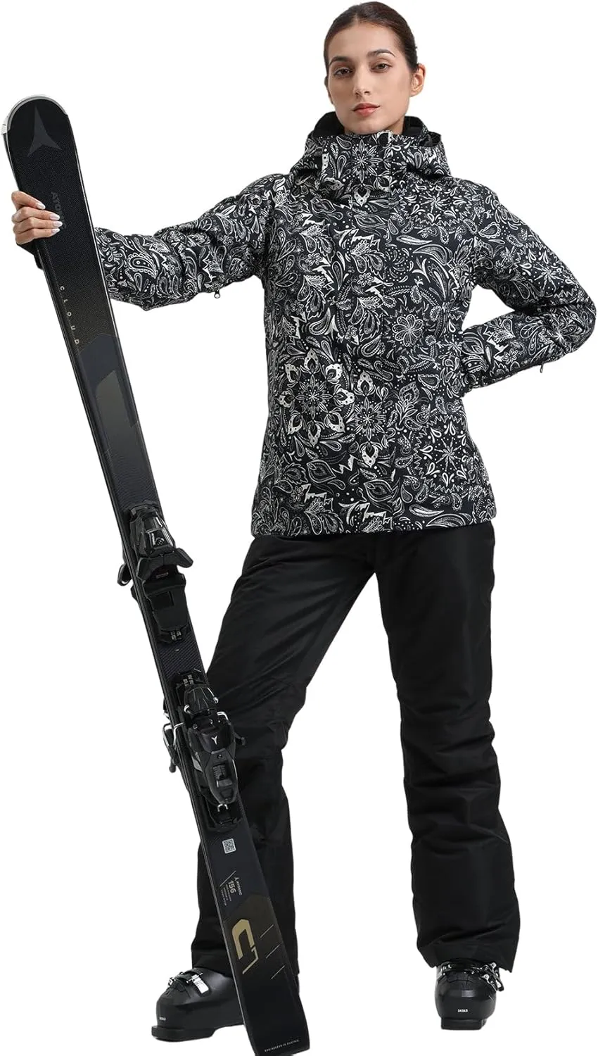 GSOU SNOW Women's Ski Jacket and Pants Waterproof Windproof Snowsuit Snowboarding Coat Insulated Warm Winter