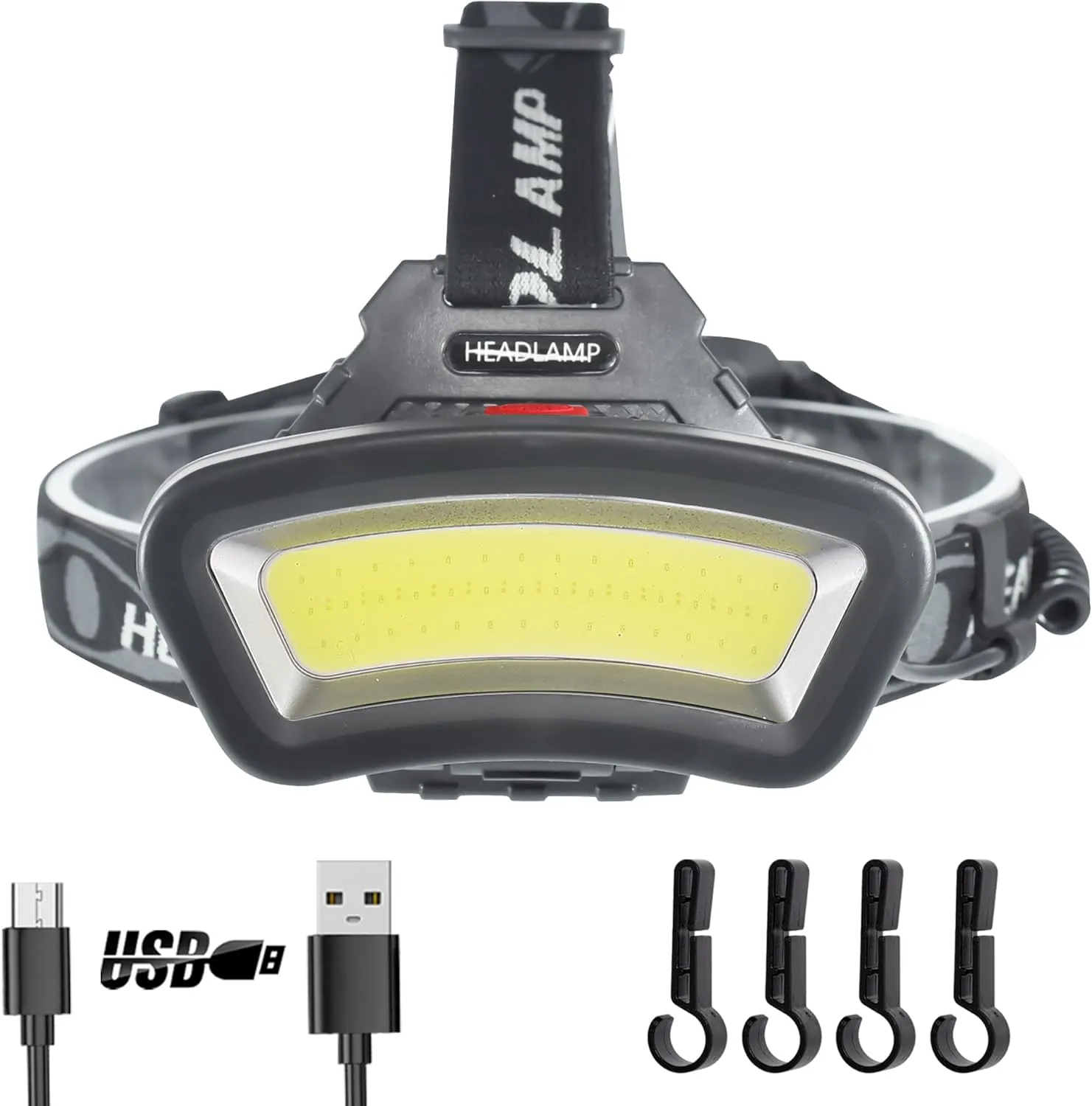 Headlamp LED Headlight Rechargeable 22000 High Lumen USB Head Light, Head Lamp COB Floodlight with Red Light for Adults - Night Fishing, Construction, Maintenance - 90 Adjustable