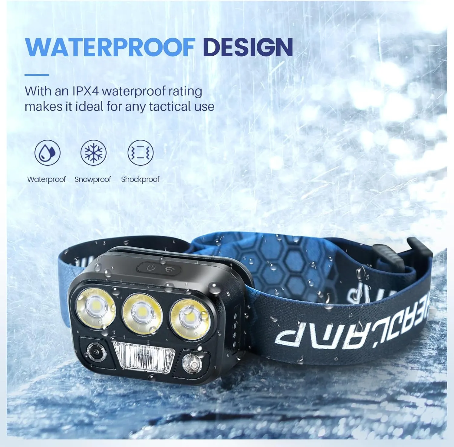 Headlamp Rechargeable - High Performance LED Headlights Flashlight, Waterproof, Press and Inductive Switches, 6 Modes and 45 Adjustable, Flashlight Lightweight Headlamp for Camping Running Fishing