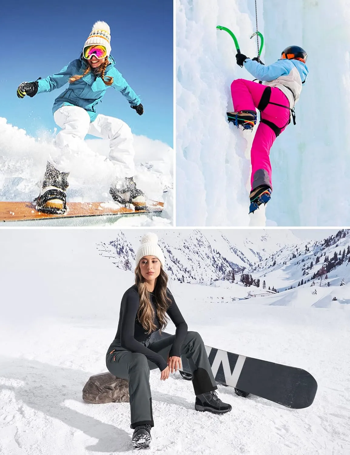 Heathyoga Snow Ski Pants Women Waterproof Softshell Insulated Fleece Lined Snowboard Pants Hiking Pants for Winter Outdoor