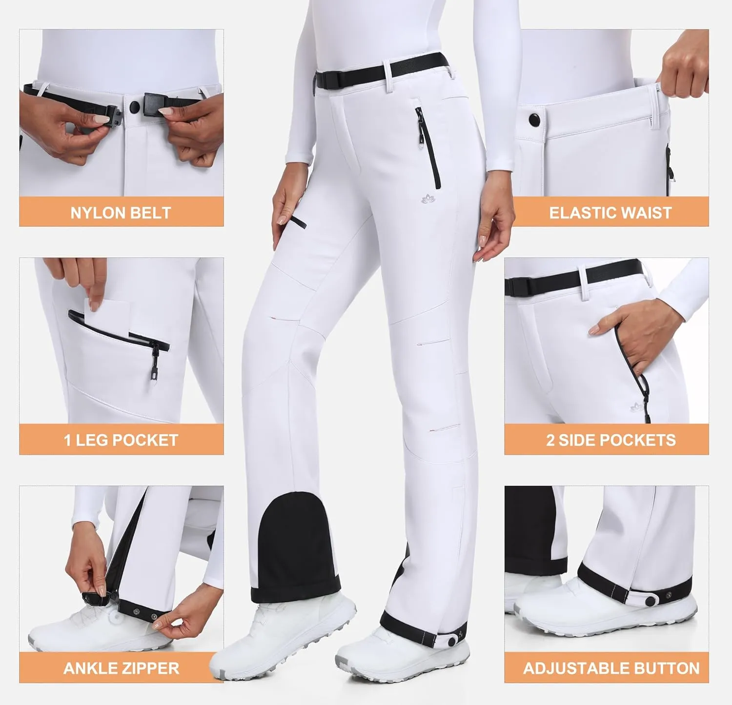 Heathyoga Snow Ski Pants Women Waterproof Softshell Insulated Fleece Lined Snowboard Pants Hiking Pants for Winter Outdoor