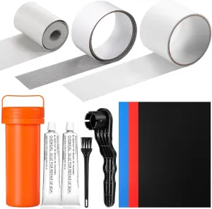 Inflatable Boat Repair Kit Include 3 x PVC Patch, 1 x Repair Tape, 1 x Kayak Patches, 1 x Clear TPU Patch Tape, 2 x 30 ml Glue and 1 x Maintenance Kit for Inflatable Raft Boat Canoe Kayak