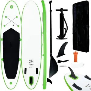 Inflatable Stand Up Paddle Board Set Green and White,Sporting Goods,Outdoor Recreation,Boating & Water Sports,Surfing,Paddleboards,92734