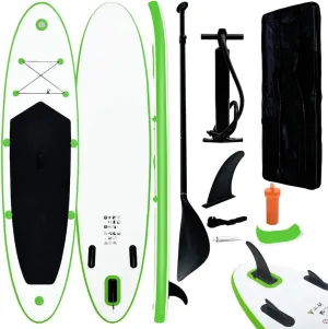 Inflatable Stand Up Paddleboard Set for Adventure and Fun, Comfortable for Learning and Recreation, Green and White