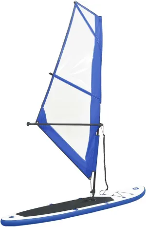 Inflatable Stand Up Paddleboard with Sail Set Blue and White-1986