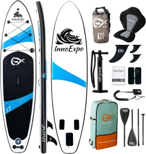 InnoExpo Inflatable Stand Up Paddle Boards with Premium Accessories, Wide Stable SUP Paddle Board Design, Non-Slip Comfort Deck for Youth & Adults