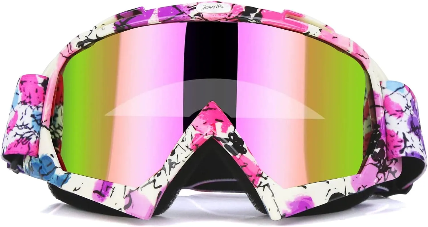 JAMIEWIN Motocross Goggles - ATV Dirt Bike Motorcycle UTV MX Offroad Riding Goggles with Anti UV, Dustproof, Anti Fog Lenses for Men, Women, Youth & Kids