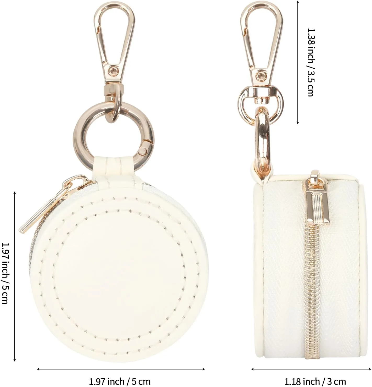 Jewelry Ring Holder Box with Keychain, Portable Gym Jewelry Storage Box Case, Small Travel Ring Earring Stud Necklace Storage Case (White)
