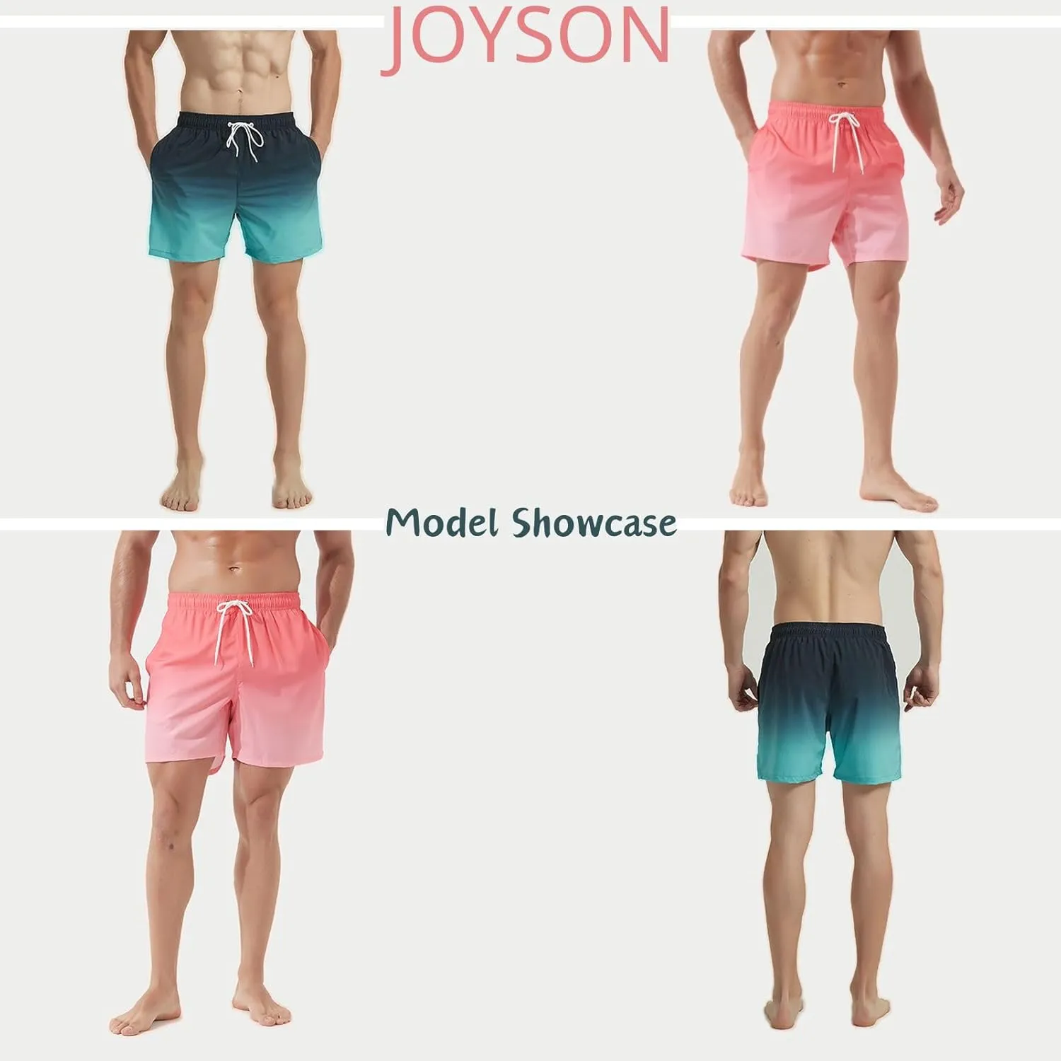 JOYSON Mens Swim Trunks Quick Dry 5 Inch Swim Shorts Bathing Suits with Mesh Lining Pockets