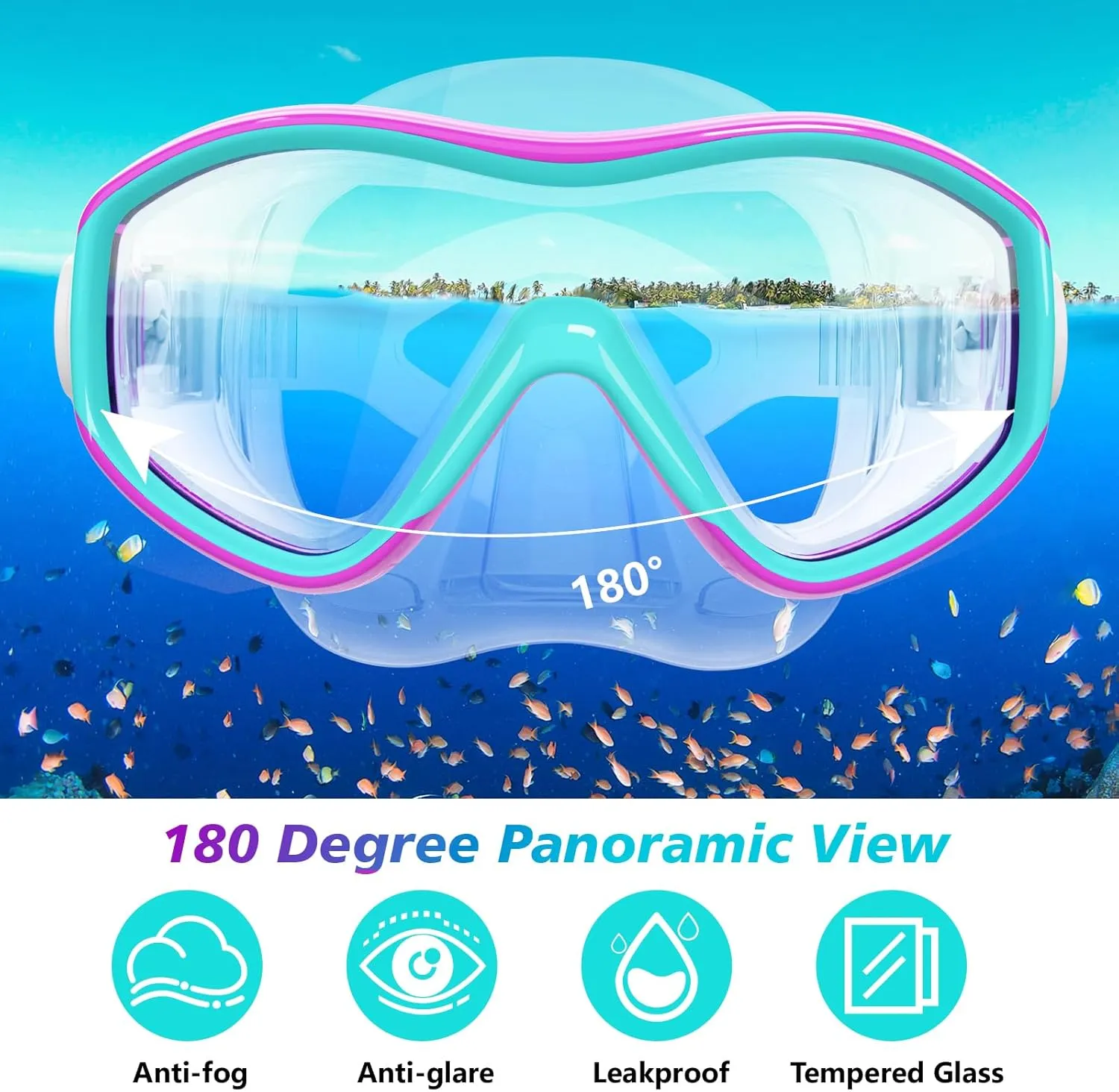Kids Snorkel Set for Age 5-15 Dry Top Snorkeling Gear for Kids, Diving Mask and Snorkel Set Swimming Goggles with Nose Cover for Kids Youth Boys Girls Junior