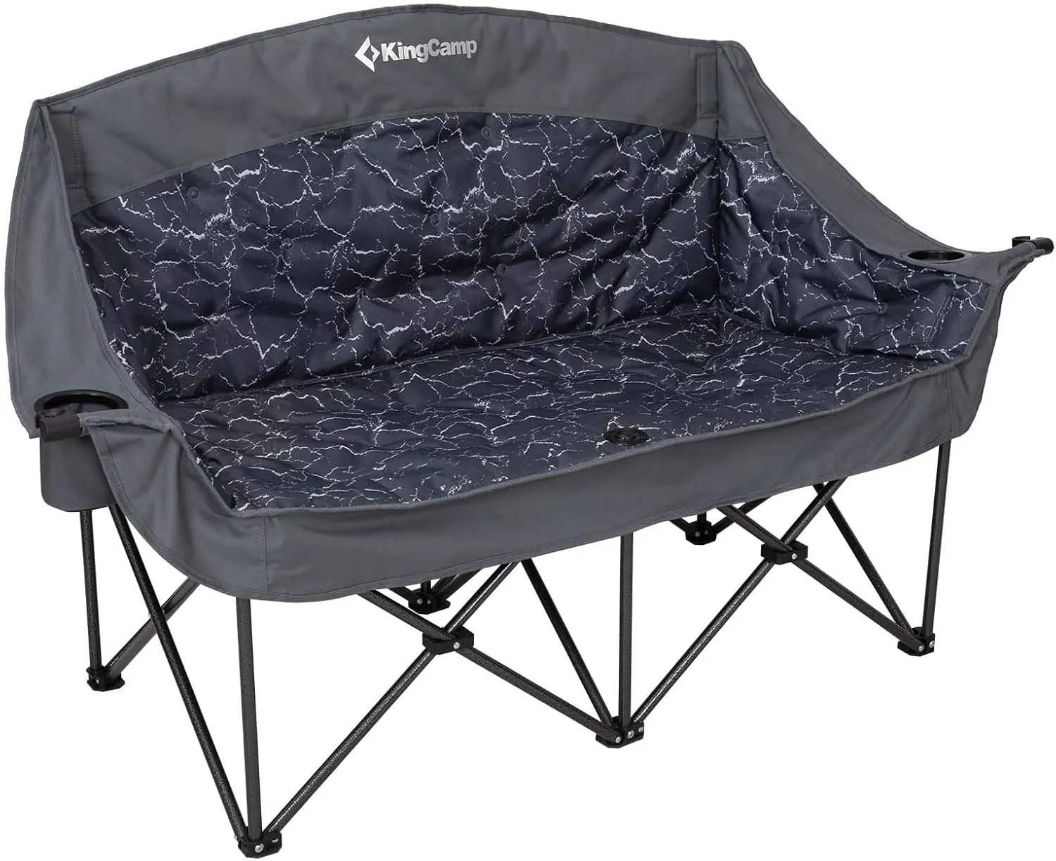 KingCamp Double Camping Chair, Oversized Heavy Duty Loveseat for Adults Portable Folding XL 2 Person Couch Padded Comfortable Two Seat with Cup Holder for Outdoor Lawn Backyard