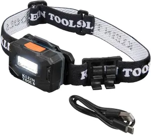 Klein Tools 56049 Rechargeable Headlamp / LED Lights, Adjustable Fabric Strap with Marker / Pencil Holder, 260 Lumens, for Work and Outdoors