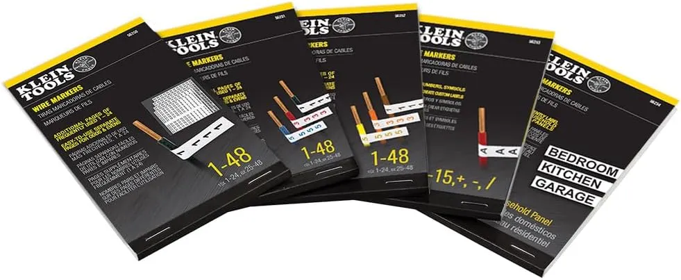 Klein Tools 56250 Wire Marker Book for Cable Management, Electric Panel Organization Wire Label Stickers, Numbered 1-48