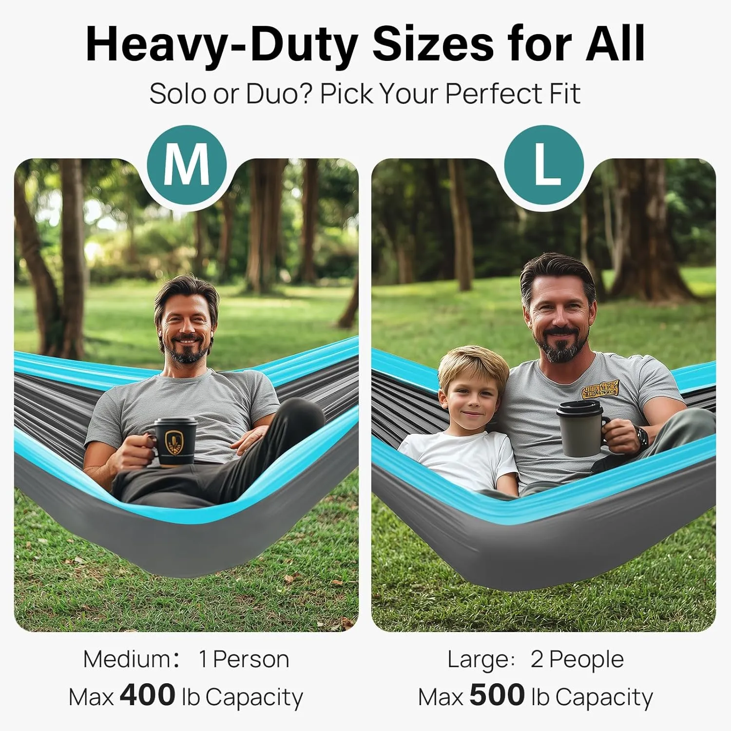 Kootek Camping Hammock 500 lbs Capacity, Portable Hammocks with Tree Straps & Attached Carry Bag, Camping Essentials Gear, Perfect for Outside Indoor Hiking Beach Backpack Travel