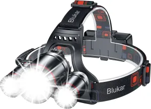 LED Headlamp, 8000L Super Bright Rechargeable Headlight Flashlight - 3 Lights 5 Modes,Zoomable,Spotlight&Floodlight Combination, IPX6 Waterproof, 20 Hrs Runtime for Running,Hiking,Camping etc.