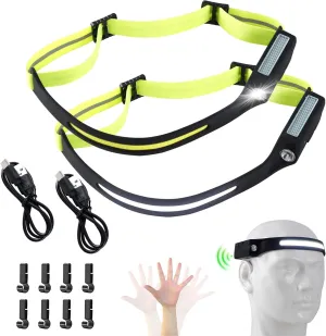 LED Headlamp Rechargeable 2Pack-270 COB Super Bright Head Lights for Forehead, Hard hat Light for Adults,Waterproof Head Light Flashlight for Hiking, Running, Repairing, Fishing, Cycling