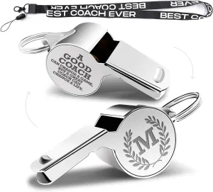Letters Coach Gifts, Whistle for Coaches, Whistle Emergency, Thank You Coach Gifts, Coaches Whistle with Lanyard Cheer Coach Gift for Men Women Teachers Referees School Sports Coach Outdoor, Letter M