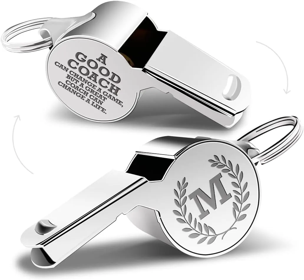 Letters Coach Gifts, Whistle for Coaches, Whistle Emergency, Thank You Coach Gifts, Coaches Whistle with Lanyard Cheer Coach Gift for Men Women Teachers Referees School Sports Coach Outdoor, Letter M