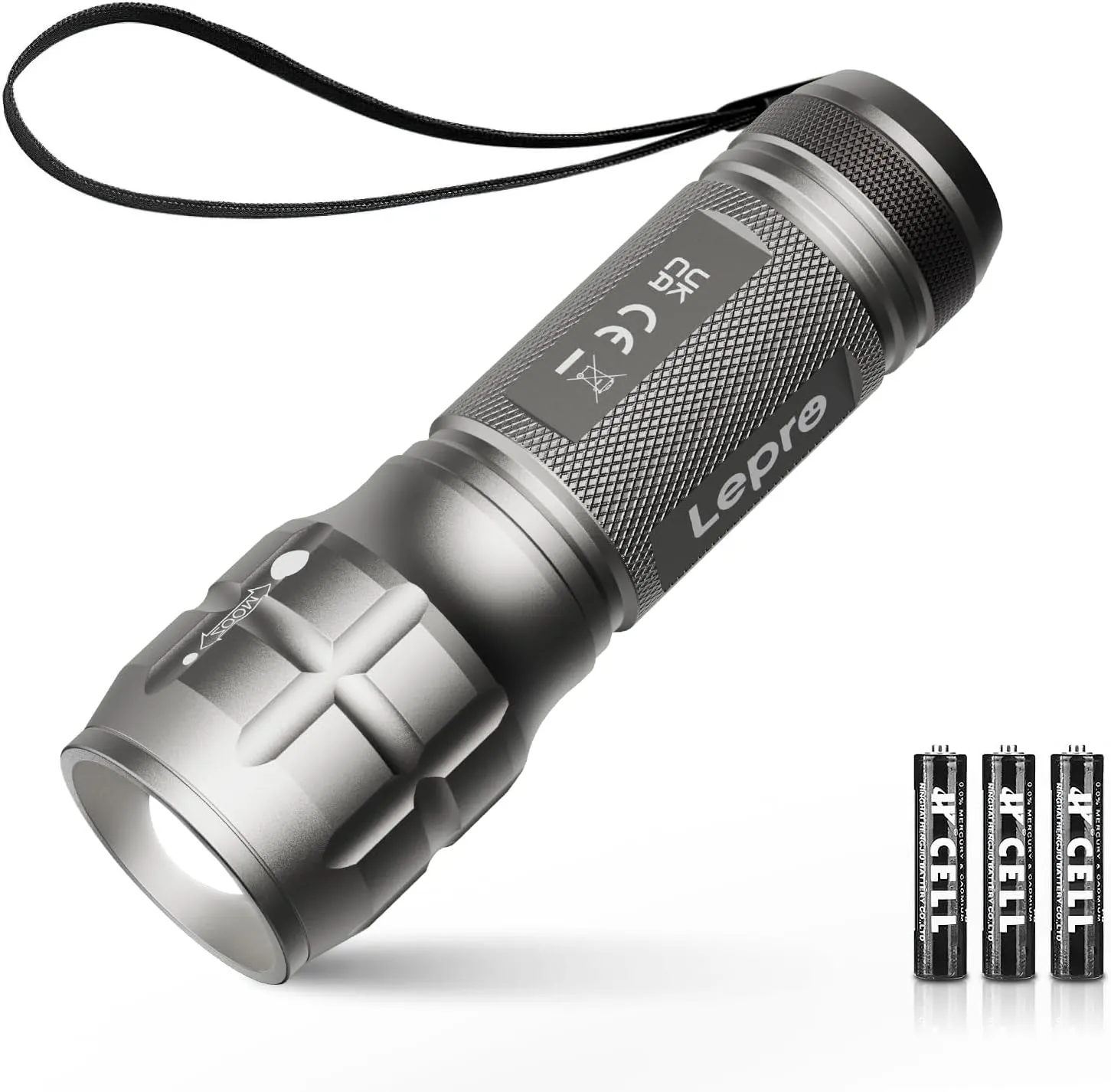 Lighting EVER LED Flashlights High Lumens, Small Flashlight, Zoomable, Waterproof, Adjustable Brightness Flash Light for Outdoor, Emergency, AAA Batteries Included