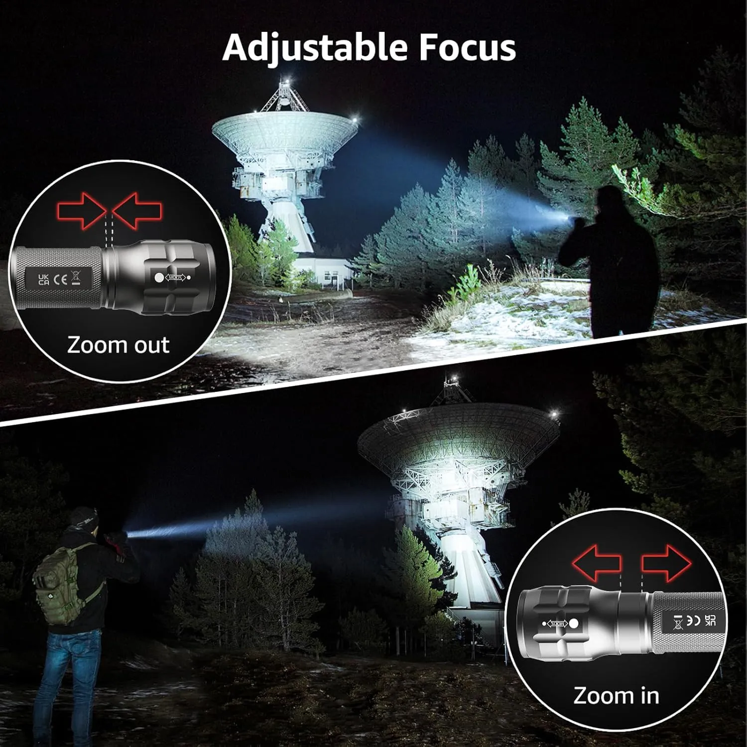 Lighting EVER LED Flashlights High Lumens, Small Flashlight, Zoomable, Waterproof, Adjustable Brightness Flash Light for Outdoor, Emergency, AAA Batteries Included