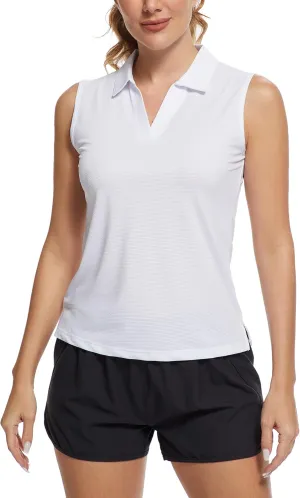 MathCat Women's Sleeveless Golf Shirts UPF 50  Quickly Dry Tennis Polo Lightweight Sports Athletic Tank Tops MathCat Women's Sleeveless Golf Shirts UPF 50  Quickly Dry Tennis Polo Lightweight Sports Athletic Tank Tops
