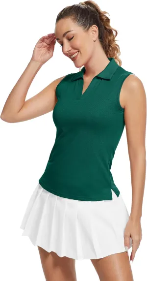 MathCat Women's Sleeveless Golf Shirts UPF 50  Quickly Dry Tennis Polo Lightweight Sports Athletic Tank Tops MathCat Women's Sleeveless Golf Shirts UPF 50  Quickly Dry Tennis Polo Lightweight Sports Athletic Tank Tops