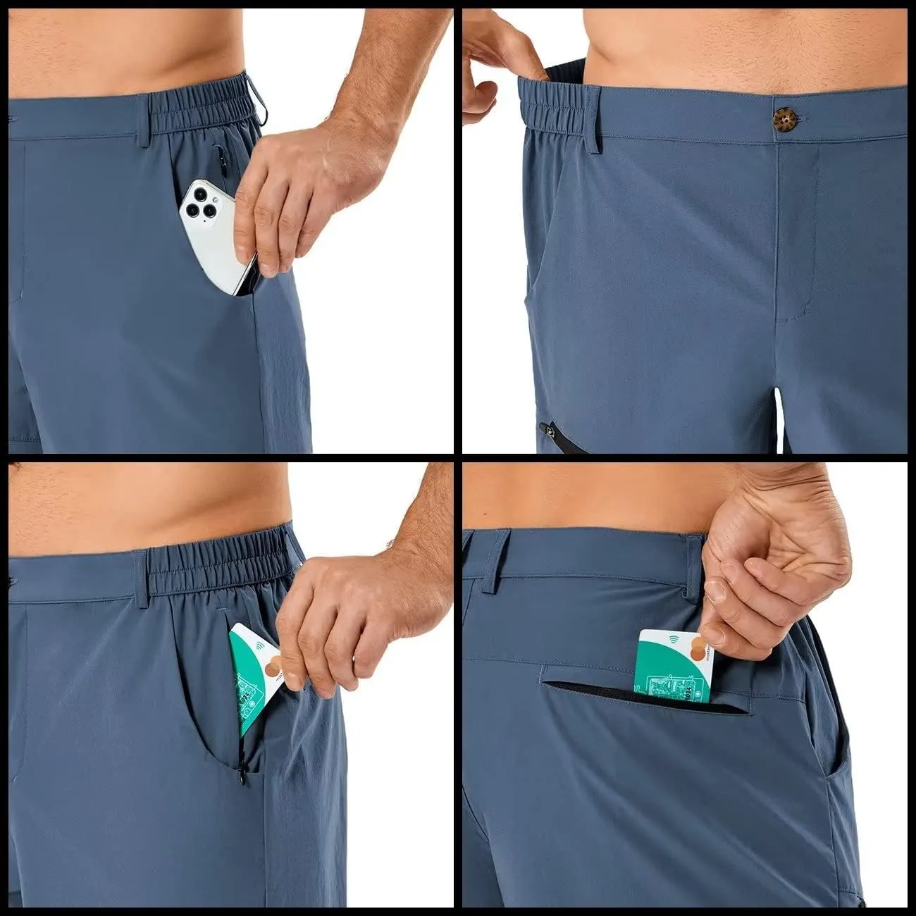 Men's Quick Dry Lightweight Stretch Cargo Hiking Shorts with 6 Pockets