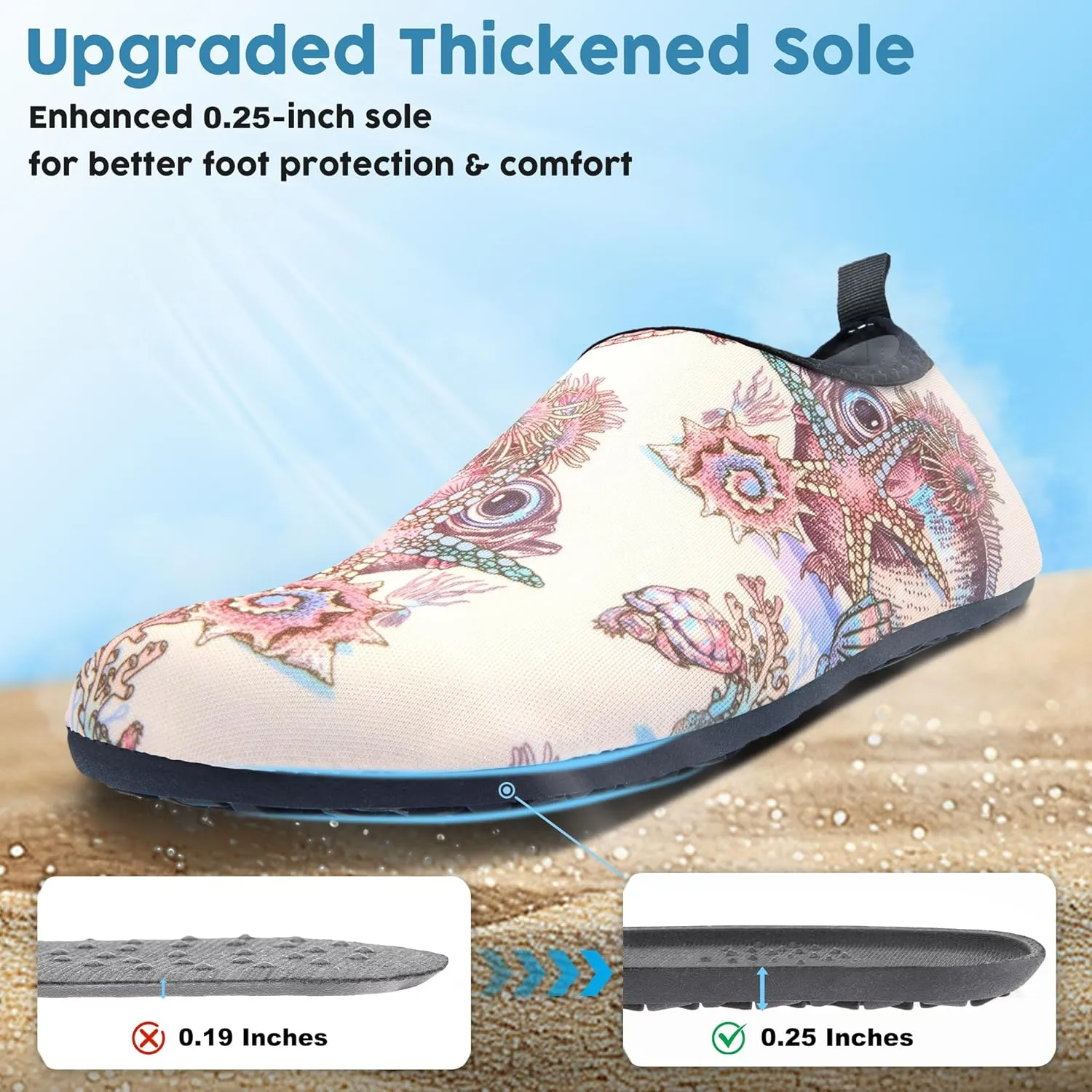 Metog Men Women Water Shoes Quick-Dry Aqua Socks Barefoot Slip-on for Beach Swim Sport Surf Yoga Exercise