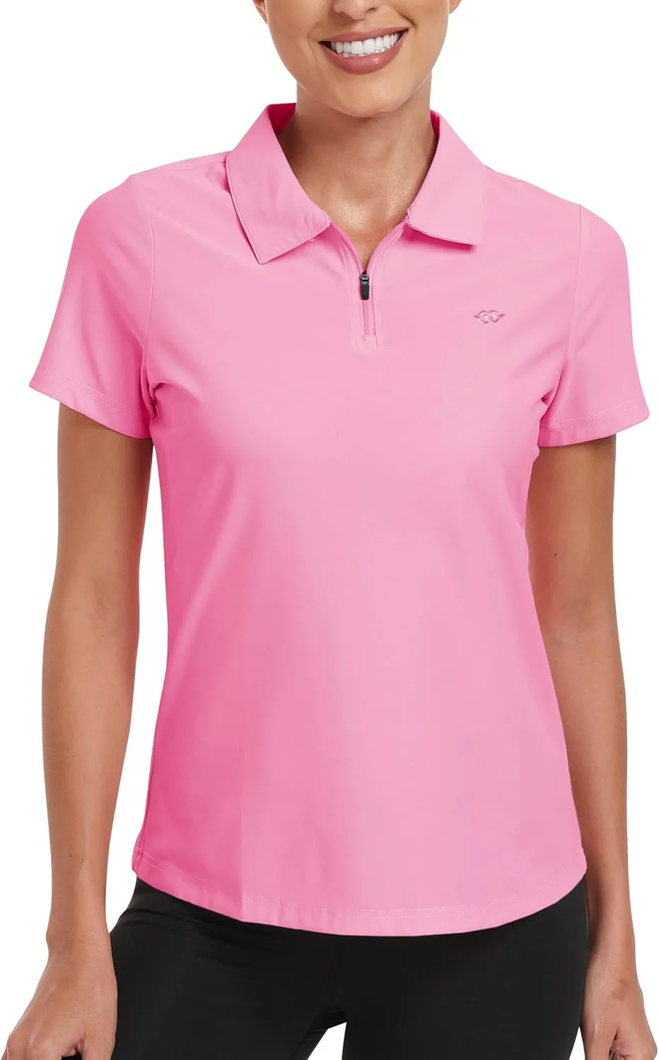 MoFiz Women's UPF 50  Golf Polo Tennis Shirt 1/4 Zip Short Sleeve Collared Athletic Top Quick Dry for Workout Outdoor Sports