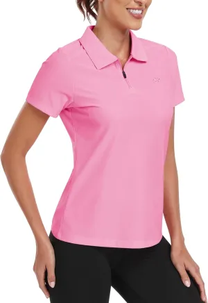 MoFiz Women's UPF 50  Golf Polo Tennis Shirt 1/4 Zip Short Sleeve Collared Athletic Top Quick Dry for Workout Outdoor Sports MoFiz Women's UPF 50  Golf Polo Tennis Shirt 1/4 Zip Short Sleeve Collared Athletic Top Quick Dry for Workout Outdoor Sports
