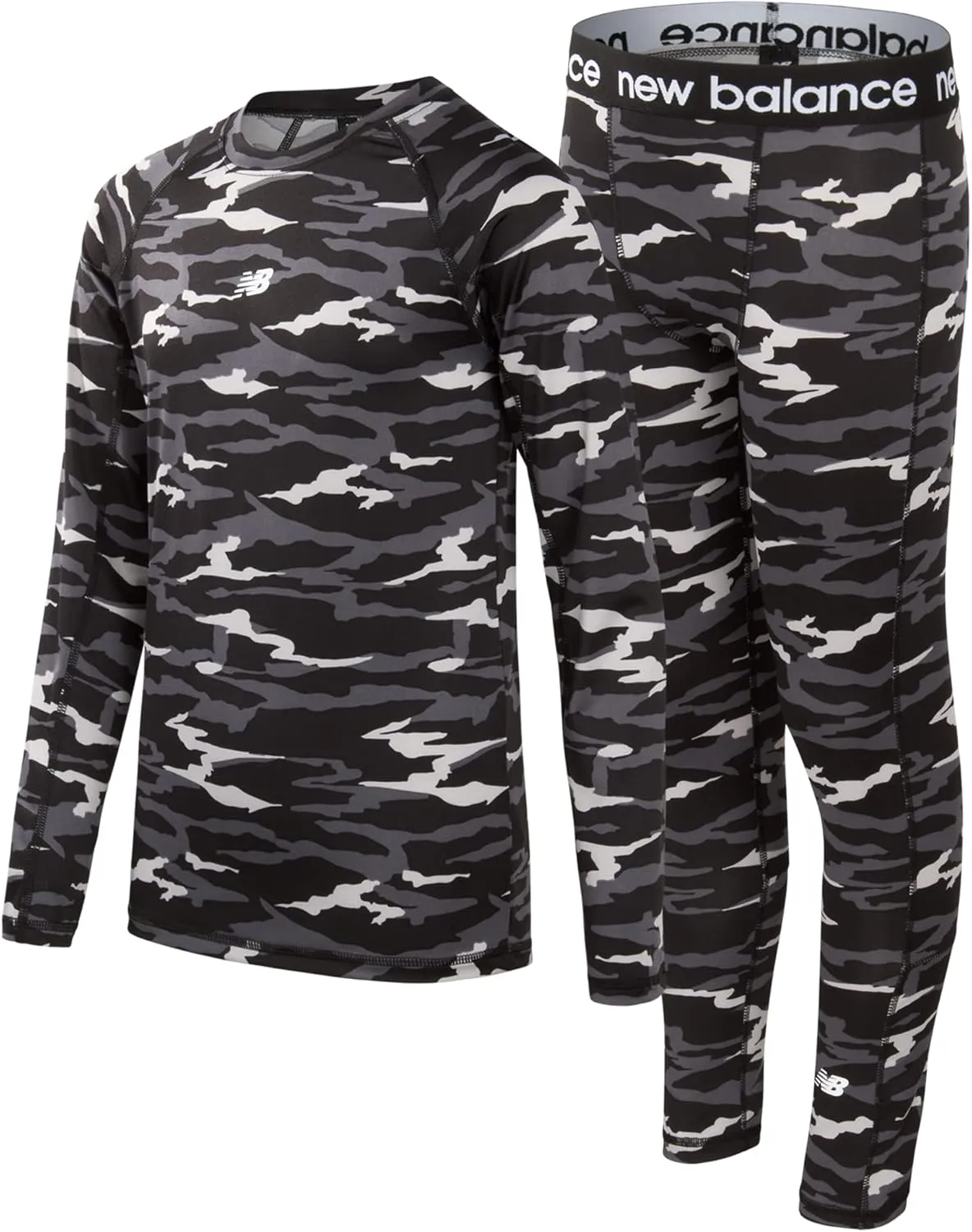 New Balance Boys' Performance Underwear Set - Base Layer Long Sleeve T-Shirt and Tights